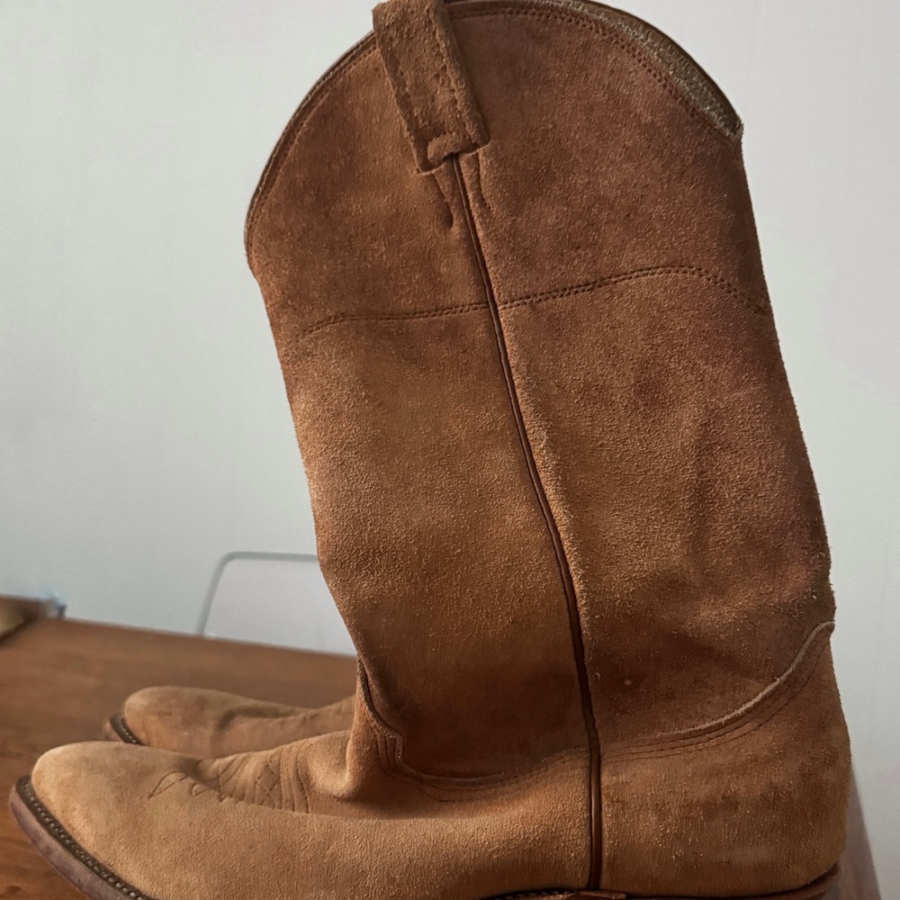 Nocona Tan Cowboy Western Boots Suede